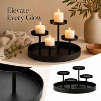 4-Tier Ladder Candle Holder for Home Decor One Size black