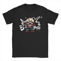 Vintage My Hero Academia Katsuki Bakugo T-Shirts Men Crewneck Pure Cotton T Shirt  Short Sleeve Tees Gift Idea Clothing XL įvairiaspalvis