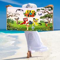 Leo and Tig Print Beach Towel, Large Soft Quick Dry Towel for Beach Camping Swimming 70cmx140cm(27x55inch) green