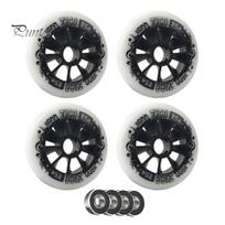 100mm Roller Skating Wheels 4 Pack Inline Skate 90/100/110mm Replacement 110mm with Bearings Indoor Outdoor 10cm juoda balta spalva