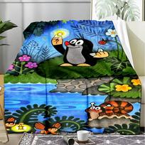 1PC Little Mole Flannel Blanket, Use for Birthday/Holiday Gift, Soft Blanket for Sofa/Bed/Camping/Office/Tourism Use,All Seasons 150cmx180cm