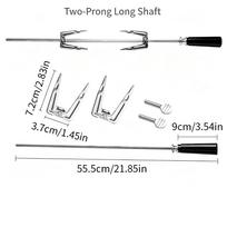 BBQ Rotisserie Skewer Rod Kit Detachable Two Three Prongs Fork Short Long Shaft Option for Outdoor Grilling Roasting Cooking