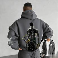 Anime one piece zoro Oversized Vintage Zipper Hoodie Men Women new Autumn Sweatshirt Jacket Casual Long Sleeves Tops Streetwear 2XL gray
