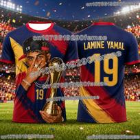 Lamine Yamal Nr.19 Futbolo marškinėliai 2026/27 Gerbėjų kolekcija Futbolo marškinėliai Vaikams Berniukams Mergaitėms Suaugusiems Kvėpuojanti Laisvalaikio Sportinė apranga 140