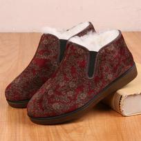 Women's Winter Wool Non-Slip Grandma Shoes: Soft Sole & Warm for Elderly 43 raudona