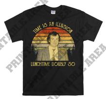 Douglas Adams Time Is An Illusion Lunchtime Doubly So Vintage Men Unisex T shirt, T-shirt, Tshirt MO142 L beige