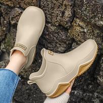 Rain Boots, Short-tube Outdoor Motorcycle Tide Waterproof Shoes, Thick-soled Rubber Shoes, Lightweight Overshoes 44 smėlis