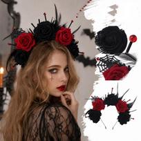 Halloween Headband with Rose and Design for Costume Party Accessories One Size gray