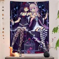 VIKAMA Nekopara Tapestry Cat Girl Anime Peeling Wall Hanging Floral Decoration Suitable For Dormitories And Bedrooms 150x100cm(60x40in)
