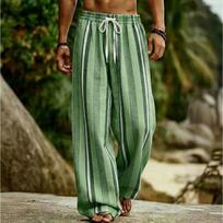 Men's 3D Striped Pattern Printed Baggy Casual Trousers,  Elastic Drawstring Waist with Pockets, for Spring Summer Home Outdoor Vacation 5XL