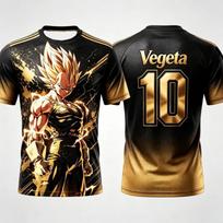Dragon Ball Vegeta Super Saiyan Jersey T-shirt 3D Print Anime Tee Sportswear Men Women Fans Streetwear Family Matching Outfits S brown