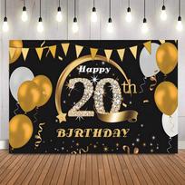 20th Happy Birthday Party Backdrop Decorations Supplies Decoration 20 Years Old Anniversary Boy or Girl Banner Deco Background 120X80CM