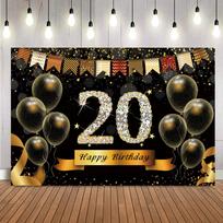 20th Happy Birthday Party Backdrop Decorations Supplies Decoration 20 Years Old Anniversary Boy or Girl Banner Deco Background 150X100CM