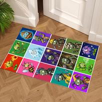 Plants Vs. Zombies Floor Rug Office Rug Design for Study room Game Room Bedrooms Playrooms Antislip Carpet Anime Office Decor Spiritual Gift 40cmx60cm