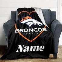 Denver Broncos Heart Logo Design Artwork Customize Your Name Cartoon Movie Pattern Blanket Chair Office Sofa Bed Camping Soft And Warm Give To 130cmx150cm black