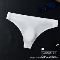 Men's Thong One-piece Seamless Low-rise Sexy Ice Silk T-pants D Convex Bag Thong Underwear for Men L balta