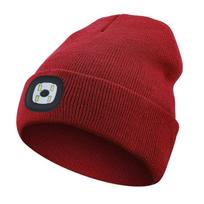 Rechargeable LED Bluetooth Beanie Hat, 6-Lamp Headlight Wireless Knit Hat with Music, USB Charging Winter Cap for Running Camping Party M1-L20-Four-lamp lampshad black