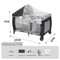 Foldable Multi-Function Baby Bassinet & Playpen with Mosquito Net and Changing Table gray