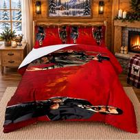 Red Dead Redemption Pattern Bedding 3Pcs Set Bed Sheet And Pillowcases For Indoor Bedroom 140cmx200cm