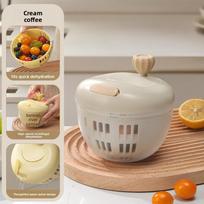 Fruit And Vegetable Dehydrator With Manual Spin Drying For Kitchen Prep And Salad Making Beige