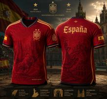 2026 Dvi žvaigždės Ispanija Kultūriniai futbolo marškinėliai Poliesterio tinklelis Trumpos rankovės, Ispaniška grafika Atsitiktinis sportinis šeimos derinimo apranga 120 red