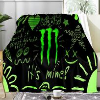 Monster Energy Blanket Flannel Throw for Sofa, Travel, Camping, Livingroom, Office, Chair and Bed Soft and Warm Holiday Birthday gifts 130cmx150cm green