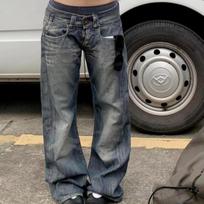 Women's Blue Y2k Baggy Jeans Harajuku Japanese 2000s Style Denim Trousers American Vintage Jean Pants Trashy Clothes XL gray