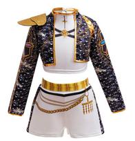 Girls Kids Idol Singer Stage Performance Costume Set Hip Hop Cosplay Outfit Jacket Top Shorts Skirt for Talent Show Party 150 gray