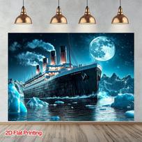 1 vnt. Titaniko laivas Ledkalnis Mėnesiena Vandenynas Naktis 2D Plokščias Sienų kilimas-tapetas Svetainės dekoravimui Istorinis filmas Sienos dekoracija 70.9x43.3inch/180*110cm