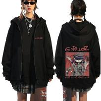 Rock Grupė Gorillaz Demon Days Akys Grafinis Užtrauktuku Užsegamas Džemperis Vyrams Hip Hop Mada Didelio Dydžio Užtrauktuku Užsegama Striukė Unisex Užtrauktuku Užsegamas Džemperis M black