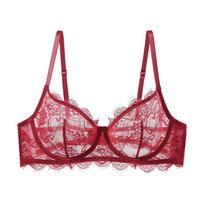 Women's Sexy Lace Underwear Push Up Underwire Bra BC Cup 70BC vyno raudonos spalvos