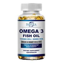 Daitea Omega-3 Fish Oil Supplement Triple Strength High Purity, 2250mg Omega-3 per Serving, 1200mg EPA & 900mg DHA, 120 Caps 120 Capsules