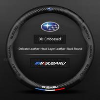 For Subaru Outback Brz Wrx Xv Ascent Forester Impreza Legacy Car Anti-Slip Carbon Fiber Leather Ultrathin Steering Wheel Cover black