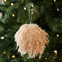 Fluff Texture Christmas Ornament Foam Foam Ball Pendant Christmas Decoration  Home Xmas Decor Apricot Ribbon