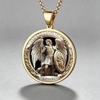 Vyrų Šv. Rapolo Arkangelo Globėjo Pakabukas su Grandinėle 50cm(Necklace Size) white