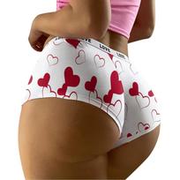 2024 Printed Heart Low-Rise Ultra-Shorts for Women - Tempting, Wearable Outdoors Medium brown