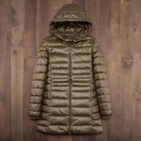 Ladies Long Warm Down Coat with Portable Storage Bag Women Light Down Jacket Women's Overcoats Hip-Length  High Street S gray