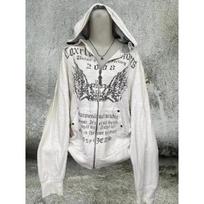 Harajuku Y2K Naujas Storas Fleece Gotinis Spausdintas Užtraukiamas Gobtuvas Moteriškas Gatvės Hip Hop Džokeris Laisvas Megztinis Poros Laisvalaikio Punk Gobtuvas 5XL white