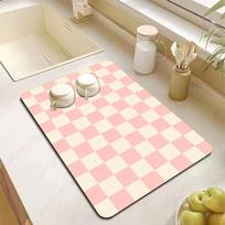 Checkerboard Drip Mat with Non Slip Rubber Base Anti Dirt for Coffee Machine Kitchen Sink Bathroom Countertop 20x30cm