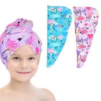 Quick-Dry Children's Microfiber Hair Towel: Absorbent, Soft & Cute Head Wrap for Babies 25x65 cm