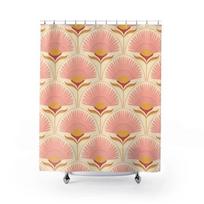 Art Deco Dušo užuolaida Vintažinis vonios kambario dekoras Geltona Rožinė Dušo užuolaida Meninis Gėlių raštas Art Nouveau Vonios dekoras Dovana W90XH180cm beige