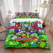 P-Plants-vs-Zombies Duvet Cover Pillowcase Bedding Set Adult Boy Girl Bedroom Decoration Children Single Double Large Size Gift 135x200cm black