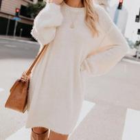 Women Winter Sweater Knit Crewneck Warm Long Sleeve O-Neck Casual Sweatshirts Dress Solid Color Oversized Basic Ladies Clothes XS gray