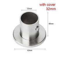 Round Closet Pole Sockets with Cover Tube Bracket Closet Flange Rod Holder Hang Rod Support 19mm-with cover