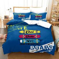 3D Print Scooter Skateboard Fashion Bedding Set Double Twin King Duvet Cover Comforter Pillowcase Boys Girls Adults Bedroom EU Single(135*200cm)3pcs blue
