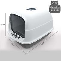 Pet Litter Box Fully Enclosed Spillproof Deodorant Cat Toilet Two-Way Shovel Large Capacity Cat Toilet Litter Box Closed Sandbox white