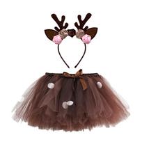 Elk Ear Headband and Tutu Skirt Elk Dressing up Set for Girl Birthday M black