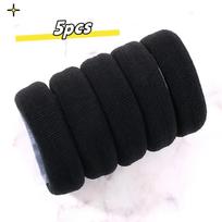 5pcs Thickened Hair Loops Solid Elastic Hair Ties Non Slip Ponytail Holders For Women And daily uses black
