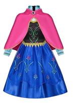 Frozen Anna Cosplay Dress for Girls Kids Princess Costume Party Outfit Blue Halloween Stage Dress 130cm tamsiai mėlyna spalva