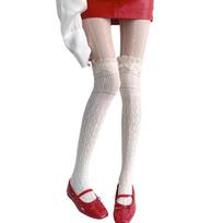 Retro Lace Embellished Over Knee Socks Flexible Acrylic Stockings For Theater Performances Punk Outfits And Daily Use OS kreminė